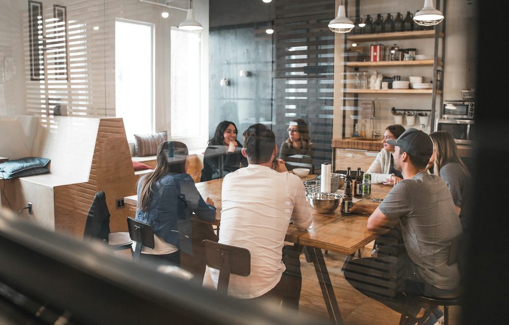 A team working together in a modern office